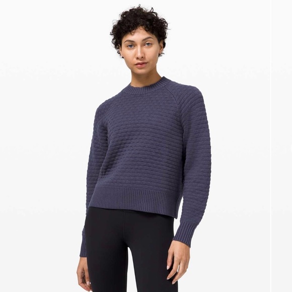 lululemon athletica Sweaters - Lululemon Texture Play Crew Sweater Cadet Blue